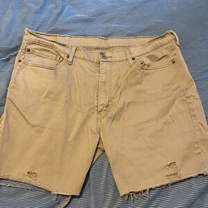 Levi's Distressed Tan Jean Shorts